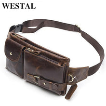 Load image into Gallery viewer, WESTAL Genuine Leather Waist Packs Men Waist Bags Fanny Pack Belt Bag Phone Bags Travel Waist Pack Male Small Waist Bag Leather