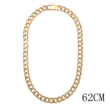 Load image into Gallery viewer, Caraquet Punk Hip Hop Cuban Link Chain Choker Necklace Iced Out Rapper Crystal Necklace Fashion Bling Rhinestone Jewelry Gift