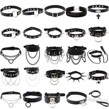 Load image into Gallery viewer, ZIMNO Sexy Punk Egirl Choker Collar Leather Choker Bondage Cosplay Goth Jewelry Women Gothic Male Necklace Harajuku Accessories