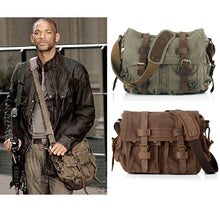 Load image into Gallery viewer, I AM LEGEND Will Smith military Canvas + Genuine leather Men Messenger Bag Canvas Shoulder Bag men Crossbody Bag Casual Bag 2021