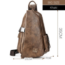 Load image into Gallery viewer, JackKevin Men Multifunction Leather Crossbody Bags USB Charging Chest Pack Short Trip Water Repellent Shoulder Messengers Bag