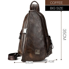 Load image into Gallery viewer, JackKevin Men Multifunction Leather Crossbody Bags USB Charging Chest Pack Short Trip Water Repellent Shoulder Messengers Bag