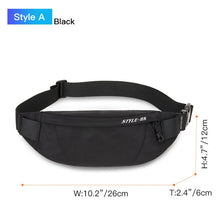 Load image into Gallery viewer, Hk Fanny Pack Black Waterproof Money Belt Bag Men Purse Teenager's Travel Wallet Belt Male Waist Bags Cigarette Case for Phone