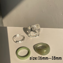Load image into Gallery viewer, HUANZHI 2021 New Transparent Resin Acrylic Rhinestone Colourful Geometric Square Round Rings Set for Women Jewelry Party Gifts