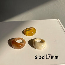 Load image into Gallery viewer, HUANZHI 2021 New Transparent Resin Acrylic Rhinestone Colourful Geometric Square Round Rings Set for Women Jewelry Party Gifts