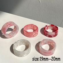 Load image into Gallery viewer, HUANZHI 2021 New Transparent Resin Acrylic Rhinestone Colourful Geometric Square Round Rings Set for Women Jewelry Party Gifts