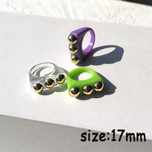 Load image into Gallery viewer, HUANZHI 2021 New Transparent Resin Acrylic Rhinestone Colourful Geometric Square Round Rings Set for Women Jewelry Party Gifts