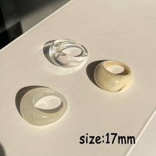 Load image into Gallery viewer, HUANZHI 2021 New Transparent Resin Acrylic Rhinestone Colourful Geometric Square Round Rings Set for Women Jewelry Party Gifts