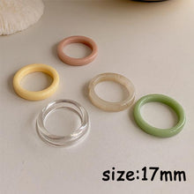 Load image into Gallery viewer, HUANZHI 2021 New Transparent Resin Acrylic Rhinestone Colourful Geometric Square Round Rings Set for Women Jewelry Party Gifts