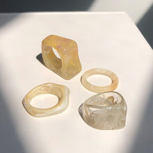 Load image into Gallery viewer, HUANZHI 2021 New Transparent Resin Acrylic Rhinestone Colourful Geometric Square Round Rings Set for Women Jewelry Party Gifts