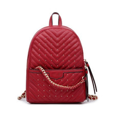 Load image into Gallery viewer, European and American style backpack ladies fashion all-match Lingge travel storage bag PU backpack