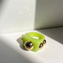 Load image into Gallery viewer, HUANGZHI 2021 New Golden Bead Transparent Resin Acrylic Square Rings For Women Friends Couple Jewelry Trendy Travel