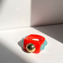 Load image into Gallery viewer, HUANGZHI 2021 New Golden Bead Transparent Resin Acrylic Square Rings For Women Friends Couple Jewelry Trendy Travel