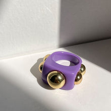 Load image into Gallery viewer, HUANGZHI 2021 New Golden Bead Transparent Resin Acrylic Square Rings For Women Friends Couple Jewelry Trendy Travel