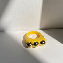 Load image into Gallery viewer, HUANGZHI 2021 New Golden Bead Transparent Resin Acrylic Square Rings For Women Friends Couple Jewelry Trendy Travel