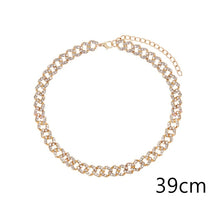Load image into Gallery viewer, Flatfoosie Iced Out Full Rhinestone Cuban Chain Necklace Women Multilayer Crystal Butterfly Letter Pendant Necklace Punk Jewelry