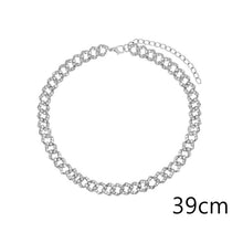 Load image into Gallery viewer, Flatfoosie Iced Out Full Rhinestone Cuban Chain Necklace Women Multilayer Crystal Butterfly Letter Pendant Necklace Punk Jewelry