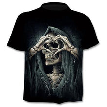 Load image into Gallery viewer, 2021 new hot sale men's motorcycle punk T-shirt 3d printing skull casual retro hip-hop style oversized fashionable and comfortab