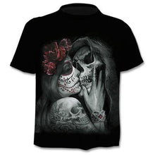 Load image into Gallery viewer, 2021 new hot sale men's motorcycle punk T-shirt 3d printing skull casual retro hip-hop style oversized fashionable and comfortab