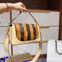 Load image into Gallery viewer, New Fashion Shoulder Bag Ladies Womens Leather Canvas Underarm Bag Weave Flap Bag Square Crossbody bags Handbags Girls Purse