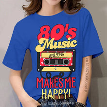Load image into Gallery viewer, Customize Latest 80s Music makes me happy t-shirt boy girl Clothes Trend women's t-shirts round Neck Short-Sleeve trendy