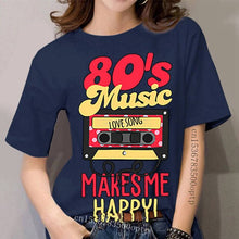 Load image into Gallery viewer, Customize Latest 80s Music makes me happy t-shirt boy girl Clothes Trend women's t-shirts round Neck Short-Sleeve trendy