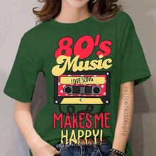 Load image into Gallery viewer, Customize Latest 80s Music makes me happy t-shirt boy girl Clothes Trend women's t-shirts round Neck Short-Sleeve trendy