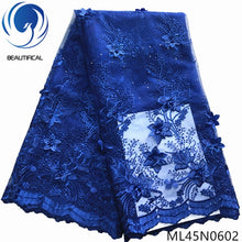 Load image into Gallery viewer, BEAUTIFICAL 3d lace flowers latest nigerian lace styles french party lace fabrics 5 yards 2019 tulle fabric 3d ML45N06