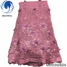 Load image into Gallery viewer, BEAUTIFICAL 3d lace flowers latest nigerian lace styles french party lace fabrics 5 yards 2019 tulle fabric 3d ML45N06