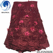 Load image into Gallery viewer, BEAUTIFICAL 3d lace flowers latest nigerian lace styles french party lace fabrics 5 yards 2019 tulle fabric 3d ML45N06