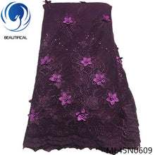 Load image into Gallery viewer, BEAUTIFICAL 3d lace flowers latest nigerian lace styles french party lace fabrics 5 yards 2019 tulle fabric 3d ML45N06