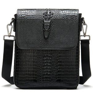 WESTAL men's shoulder bag for men genuine leather crocodile pattern vintage crossbody bag for men flap zipper messenger bag 8857