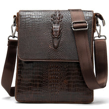 Load image into Gallery viewer, WESTAL men&#39;s shoulder bag for men genuine leather crocodile pattern vintage crossbody bag for men flap zipper messenger bag 8857
