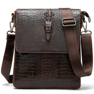WESTAL men's shoulder bag for men genuine leather crocodile pattern vintage crossbody bag for men flap zipper messenger bag 8857