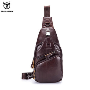 BULLCAPTAIN 2020 Genuine Leather chest bag for men casual messenger bags fashion men's chest pack large capacity Business bag's