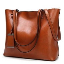 Load image into Gallery viewer, Waxing Leather bucket bag Simple Double strap handbag shoulder bags For Women 2020 All-Purpose Shopping tote sac bolsa feminina
