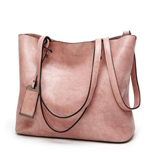 Load image into Gallery viewer, Waxing Leather bucket bag Simple Double strap handbag shoulder bags For Women 2020 All-Purpose Shopping tote sac bolsa feminina
