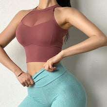 Load image into Gallery viewer, Women Sports Bra Sexy Mesh Breathable Yoga Top Push Up Female Gym Fitness Sportwear Female Seamless Underwear Running Vest Cloth
