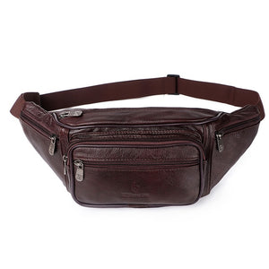 Genuine Leather Waist Bag men Waist Pack Waist Bag Funny Pack Belt Bag  Men Chain Waist Bag For Phone Pouch  Bolso ZZNICK