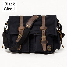 Load image into Gallery viewer, 2020 Fashion Vintage Leather Canvas Men&#39;s Messenger Bag Cotton Canvas Crossbody Bag Men Shoulder Bag Sling Casual Bag
