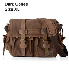 Load image into Gallery viewer, 2020 Fashion Vintage Leather Canvas Men&#39;s Messenger Bag Cotton Canvas Crossbody Bag Men Shoulder Bag Sling Casual Bag
