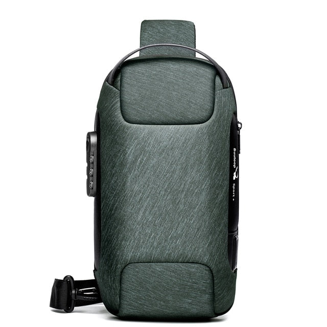 Men's Waterproof USB Oxford Crossbody Bag Anti-theft Shoulder Sling Bag Multifunction Short Travel Messenger Chest Pack For Male