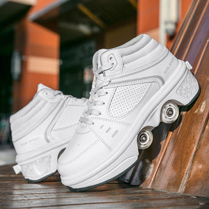 Sneakers Deformation Roller Skate Shoes Parkour Roller Shoes Sneakers With Four Wheels Running Shoes For Unisex Children Shoes