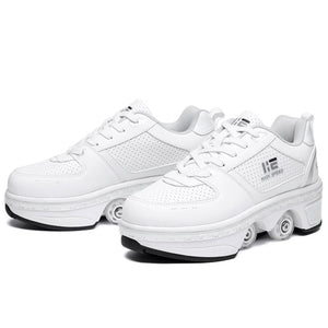 Sneakers Deformation Roller Skate Shoes Parkour Roller Shoes Sneakers With Four Wheels Running Shoes For Unisex Children Shoes
