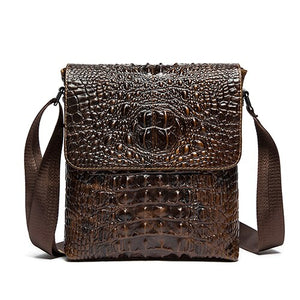 WESTAL men's shoulder bag for men genuine leather crocodile pattern vintage crossbody bag for men flap zipper messenger bag 8857