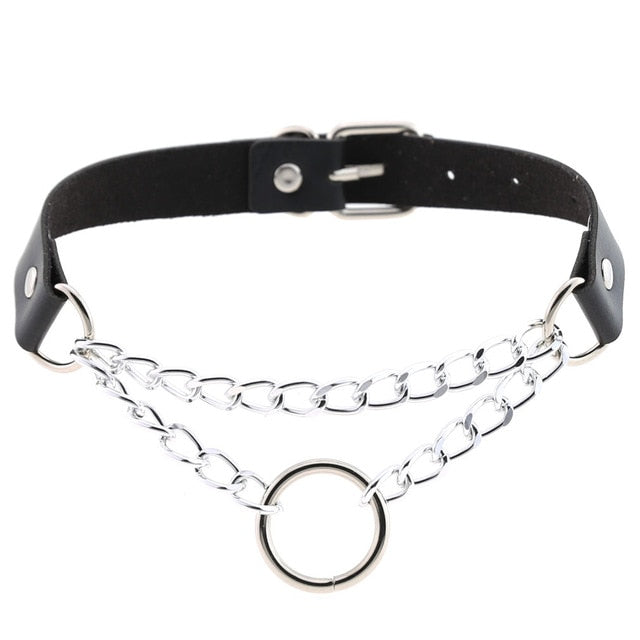 ZIMNO Sexy Punk Egirl Choker Collar Leather Choker Bondage Cosplay Goth Jewelry Women Gothic Male Necklace Harajuku Accessories