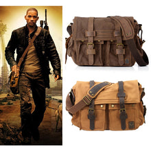 Load image into Gallery viewer, 2020 Fashion Vintage Leather Canvas Men&#39;s Messenger Bag Cotton Canvas Crossbody Bag Men Shoulder Bag Sling Casual Bag
