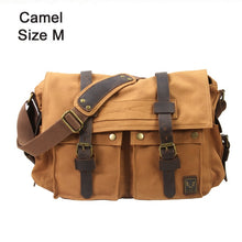 Load image into Gallery viewer, 2020 Fashion Vintage Leather Canvas Men&#39;s Messenger Bag Cotton Canvas Crossbody Bag Men Shoulder Bag Sling Casual Bag
