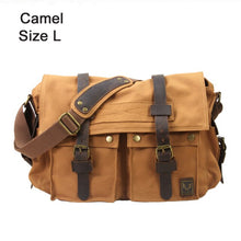 Load image into Gallery viewer, 2020 Fashion Vintage Leather Canvas Men&#39;s Messenger Bag Cotton Canvas Crossbody Bag Men Shoulder Bag Sling Casual Bag
