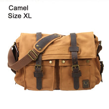 Load image into Gallery viewer, 2020 Fashion Vintage Leather Canvas Men&#39;s Messenger Bag Cotton Canvas Crossbody Bag Men Shoulder Bag Sling Casual Bag
